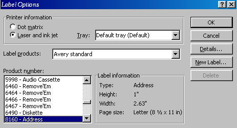 label options