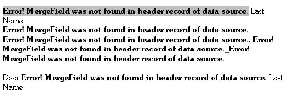 possible error message
