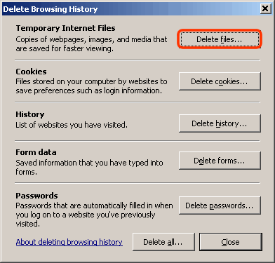 Delete your temporary internet files